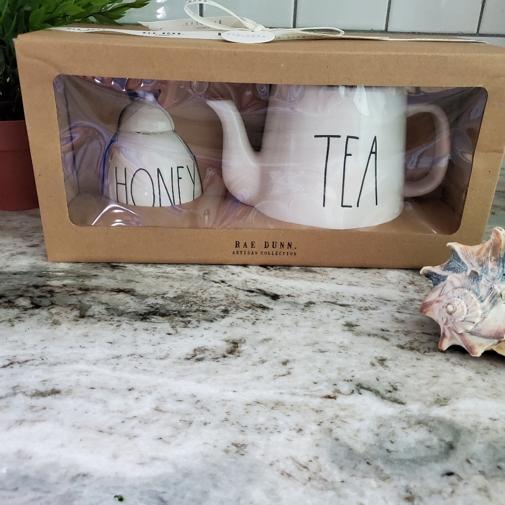 Rae Dunn Honey Jar and Tea Set